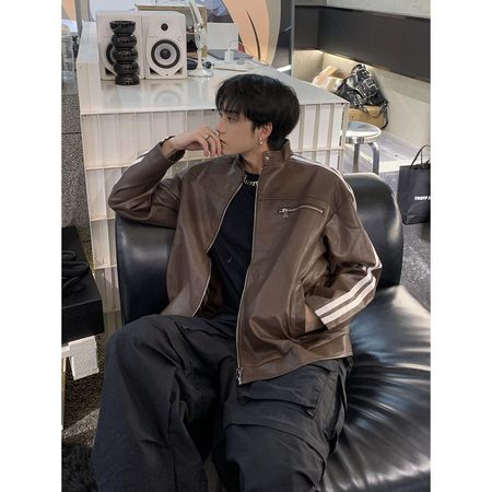 Retro Striped High-End Straight Shoulder Men's Jacket